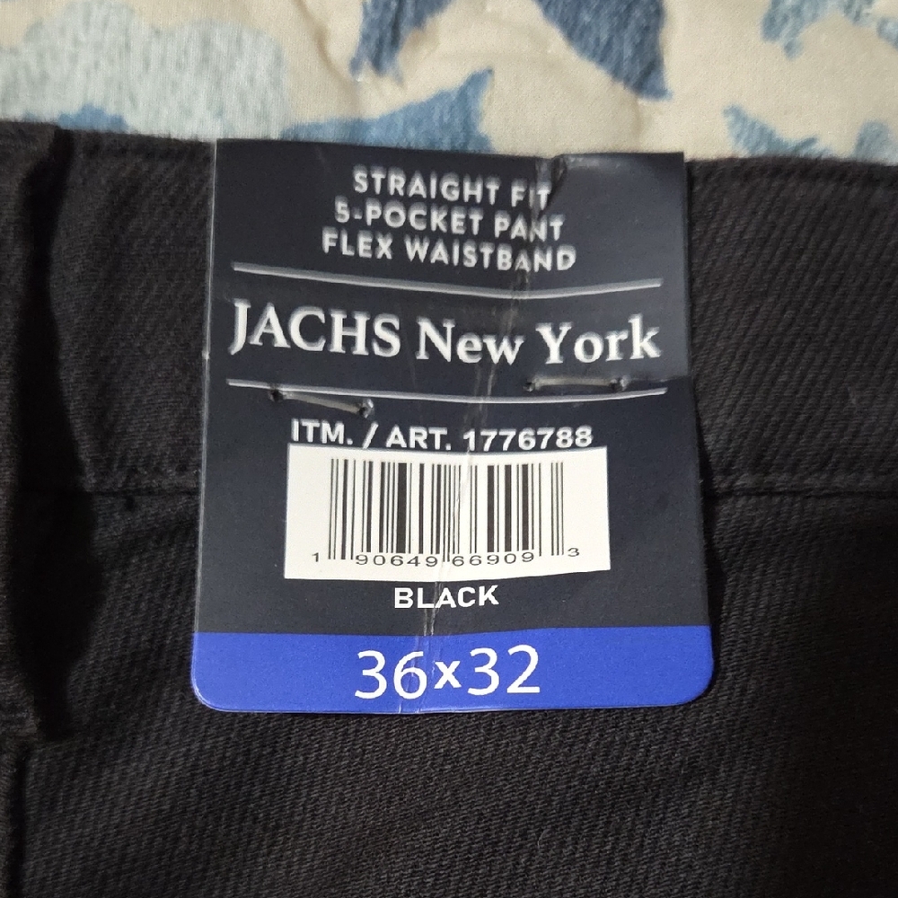 JACHS New York Black Straight Stretch Traveler 5-Pocket Pants 36x32